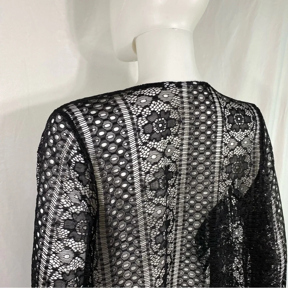 Black Lace See-through Shawl Cardigan Shrug